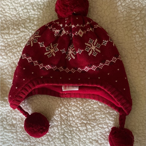 EUC Girls Gymboree Fair Isle Red Fleece Lined Hat - Picture 6 of 7